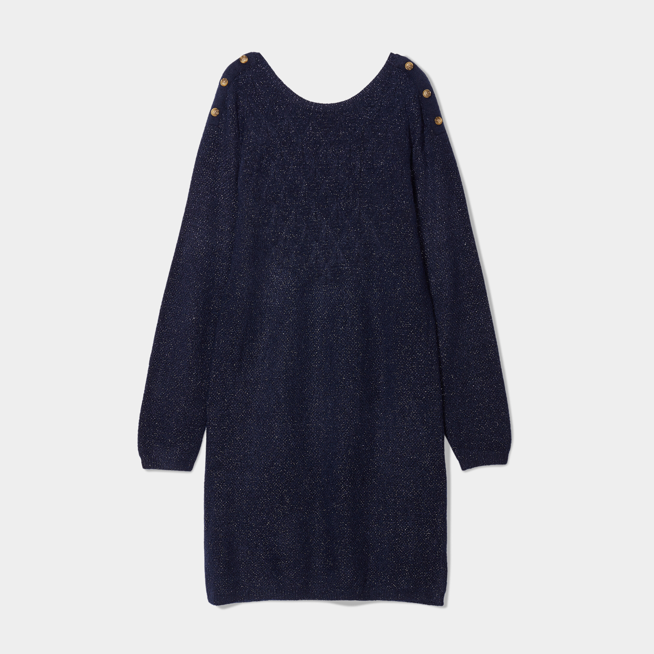 Robe pull droite à boutons bleu marine femme | La Halle
