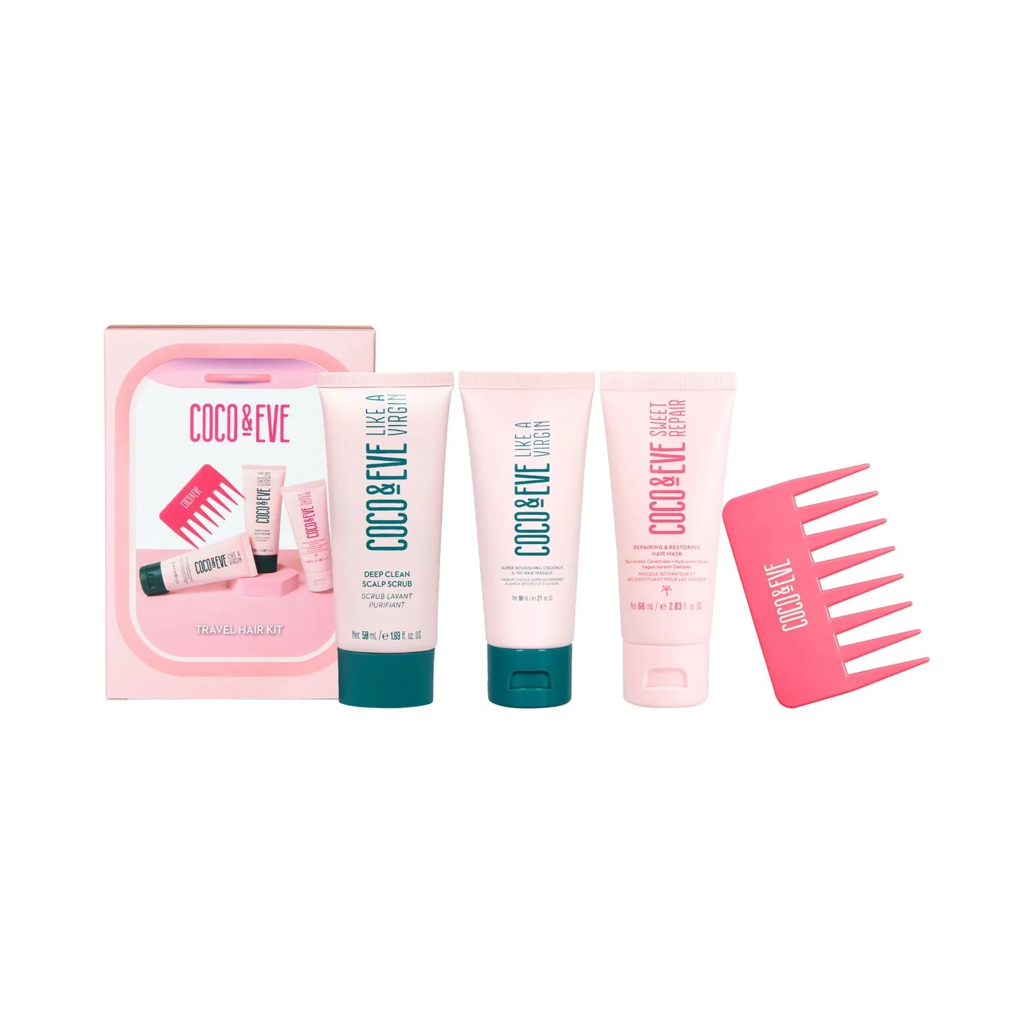 Like A Virgin Travel Hair Kit - Σετ μαλλιών, Μάσκα επανόρθωσης μαλλιών, Θρεπτική μάσκα μαλλιών, Scrub μαλλιών