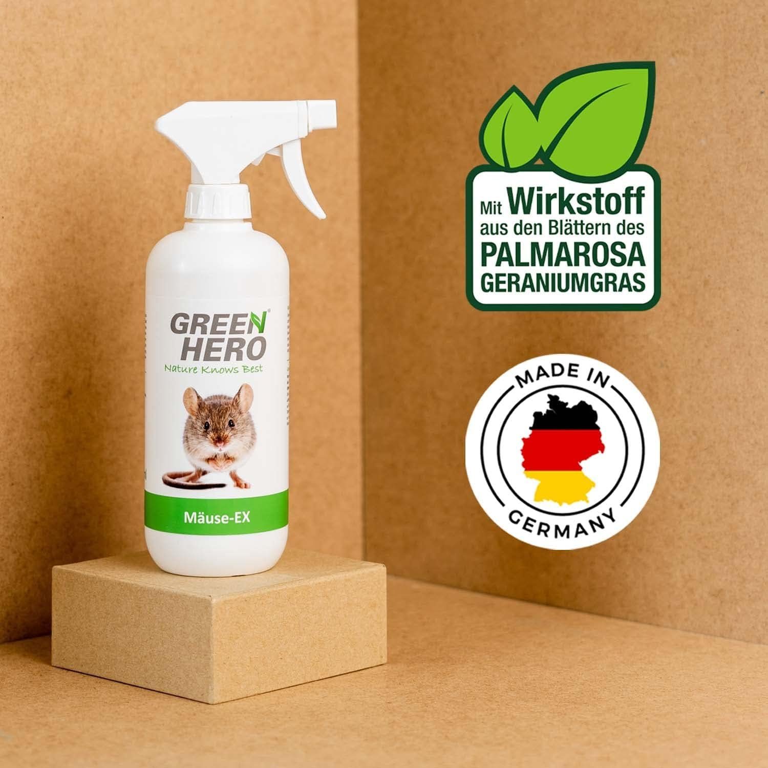 GreenHero Vergrämungsmittel Mäuse-Ex Spray zur Mäuseabwehr, 500 ml