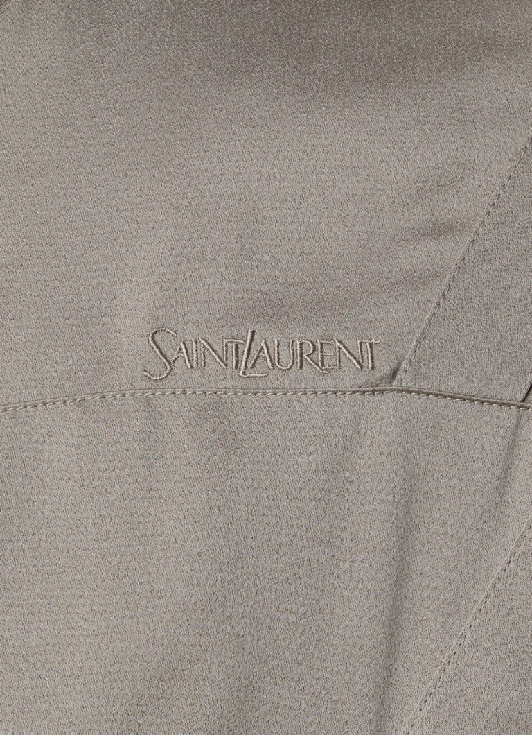 Saint Lauren Teddy satenska bomber jakna s bočnim džepovima