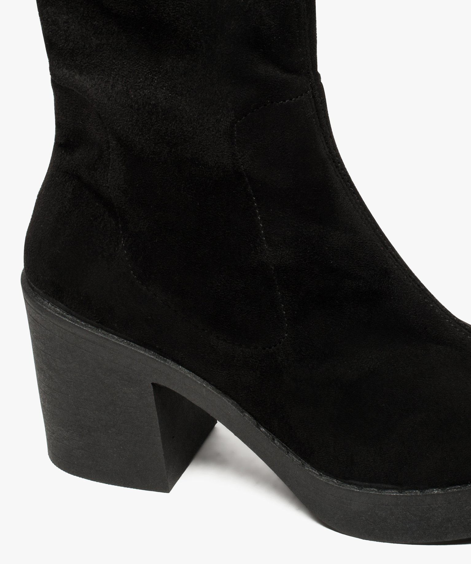 Bottes femme cuissardes à talon et semelle plateforme noir | GEMO