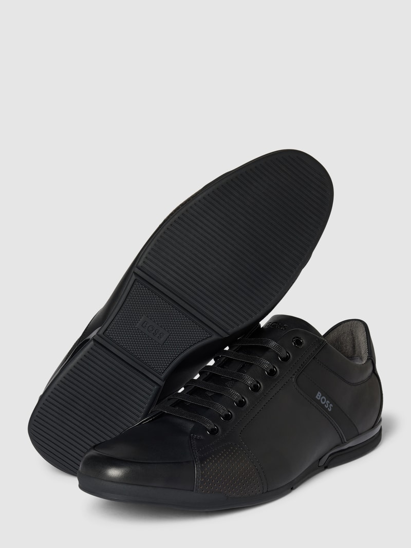 Sneaker aus echtem Leder Modell 'Saturn' in schwarz