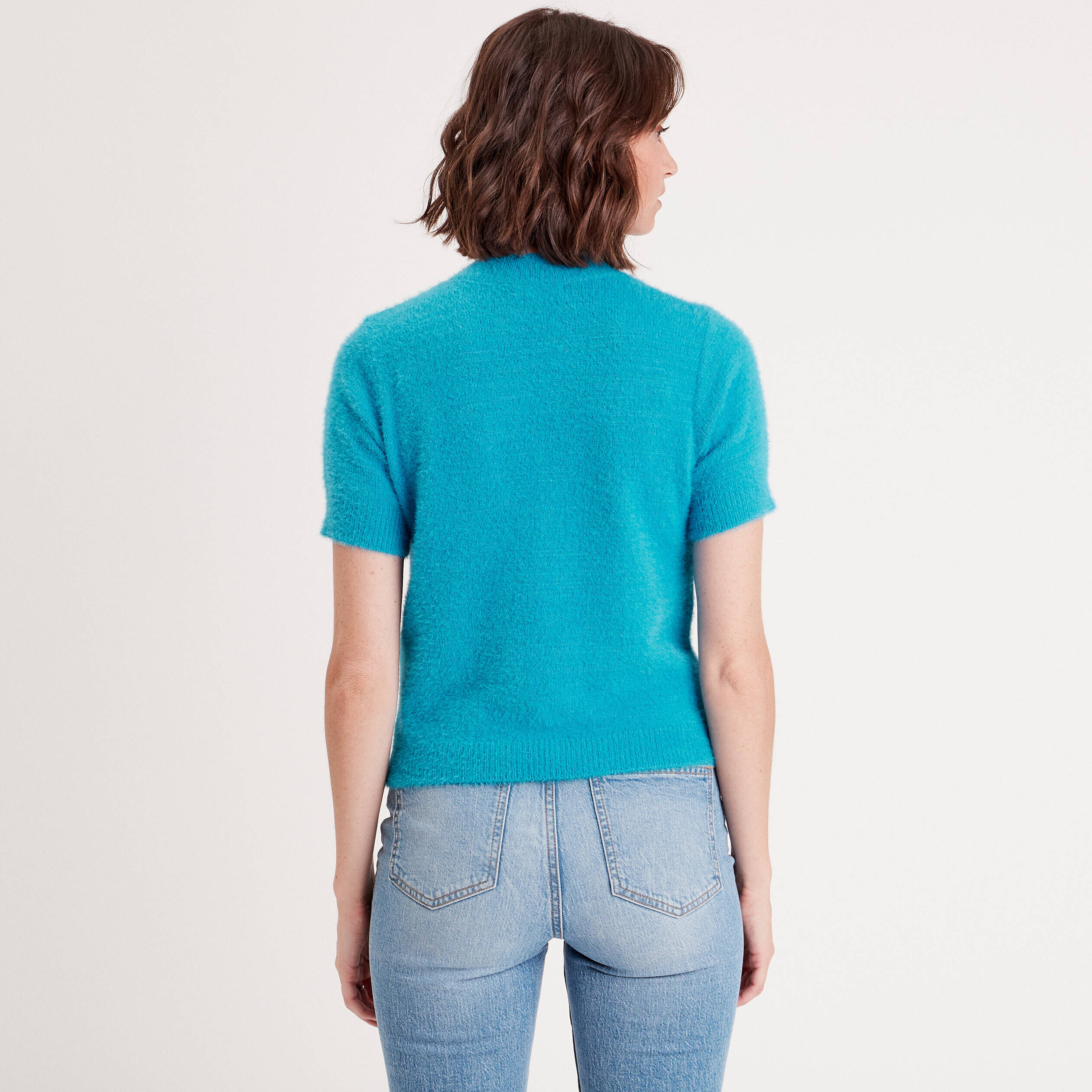 Pull manches courtes bleu femme | Cache Cache