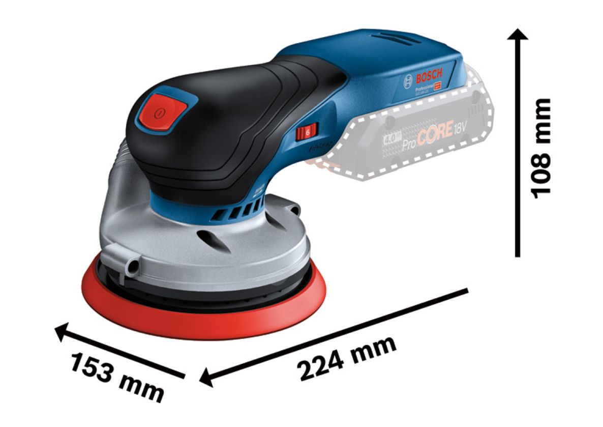 Ponceuse orbitale professionnelle Bosch Blue 0601372200 GEX 18V-125 mm, 18 V, sans batterie, en boîte L-Boxx