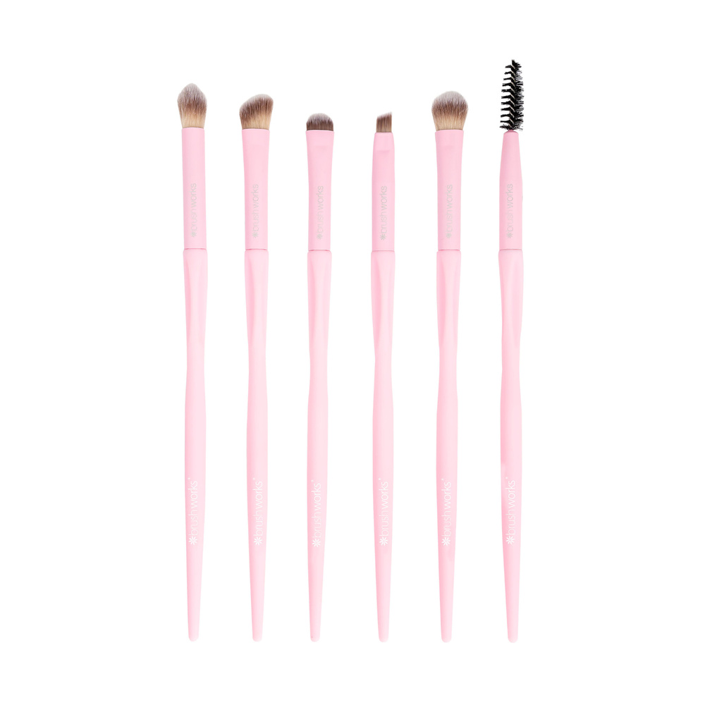 Brushworks Set de maquillage essentiel pour yeux et sourcils  HD Rose Kit de pinceaux