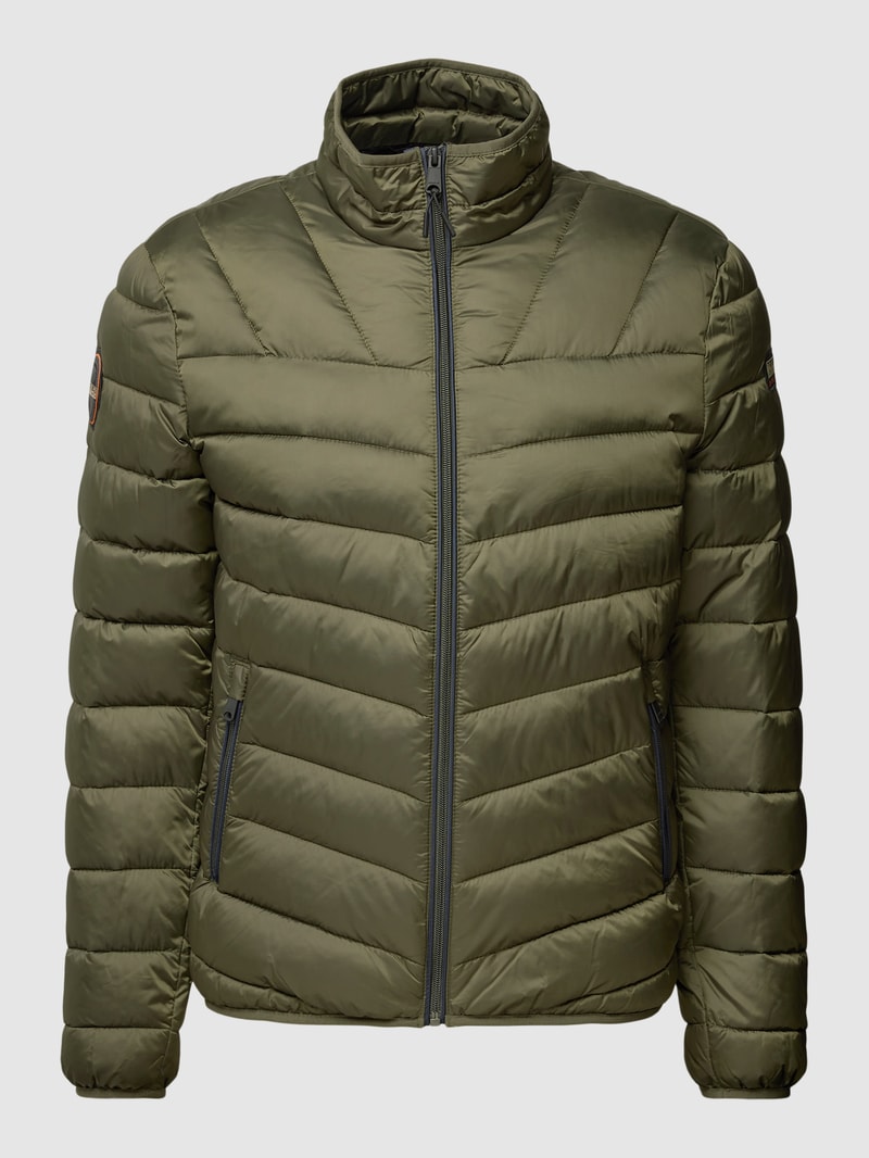 Steppjacke mit Stehkragen Modell 'AERONS' in olivgrün
