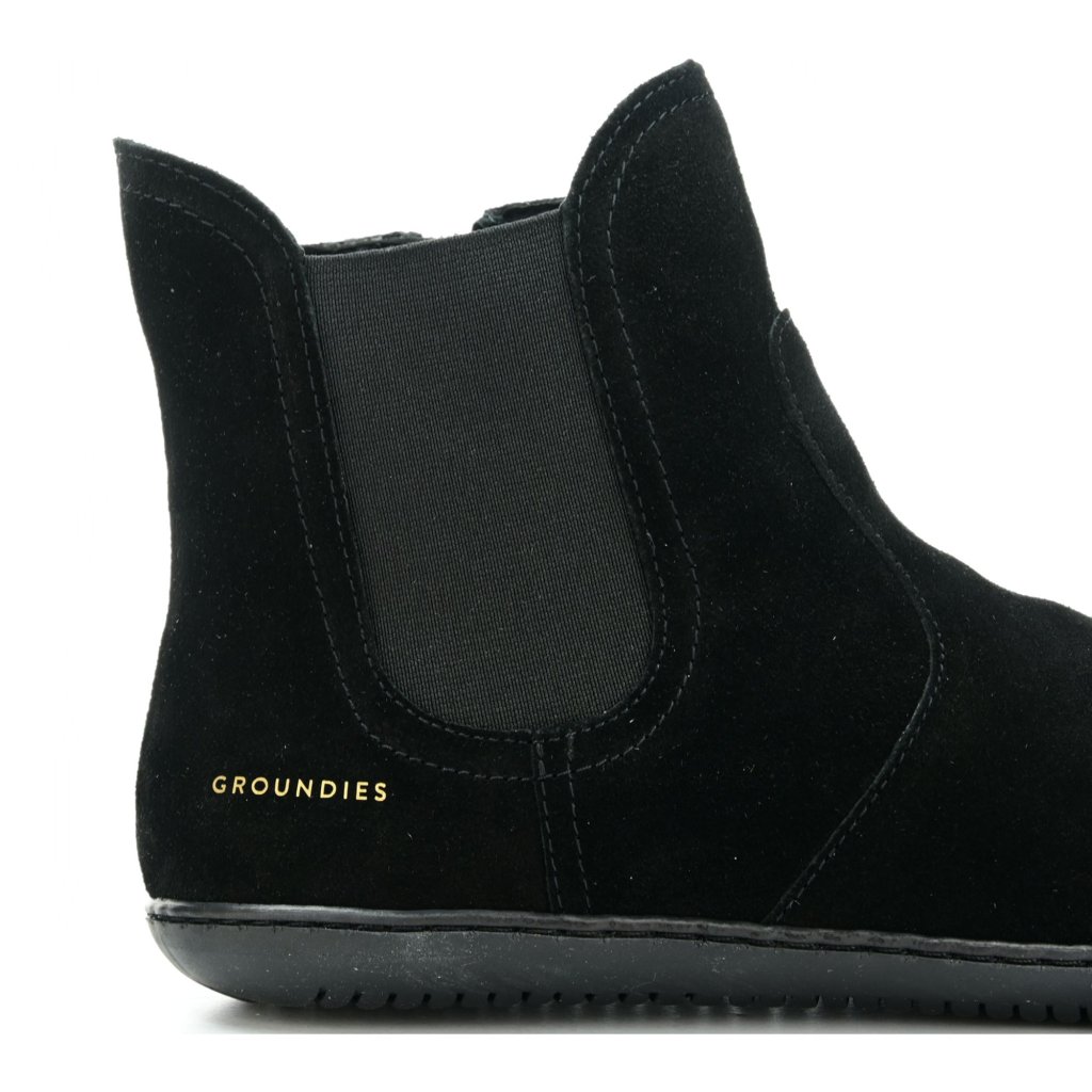Groundies Camden Mid Black schwarze Chelsea-Barfußschuhe