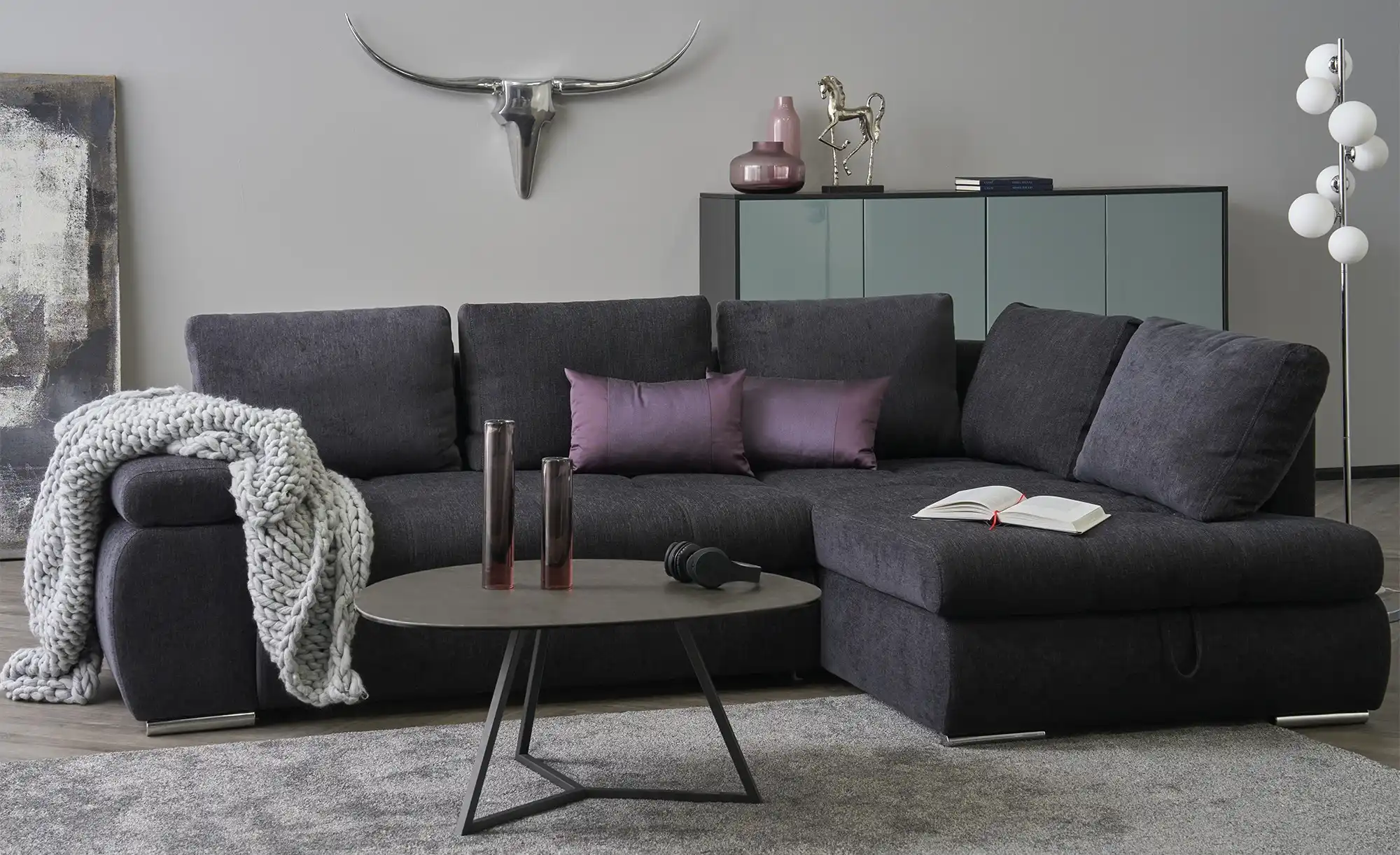 Twist Ecksofa aus Flachgewebe Sky