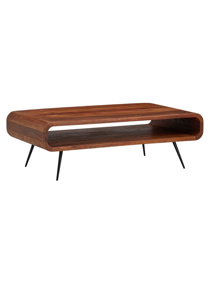 KADIMA DESIGN Couchtisch 90x55x30 cm Massivholz / Metall Sofatisch Eckig, günstig kaufen onesize