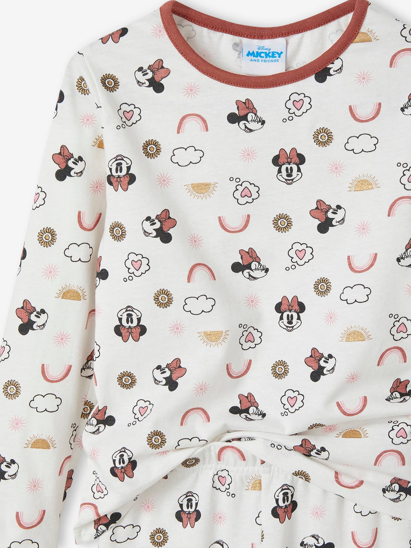 Pyjama long fille DS® Minnie blanc imprimé