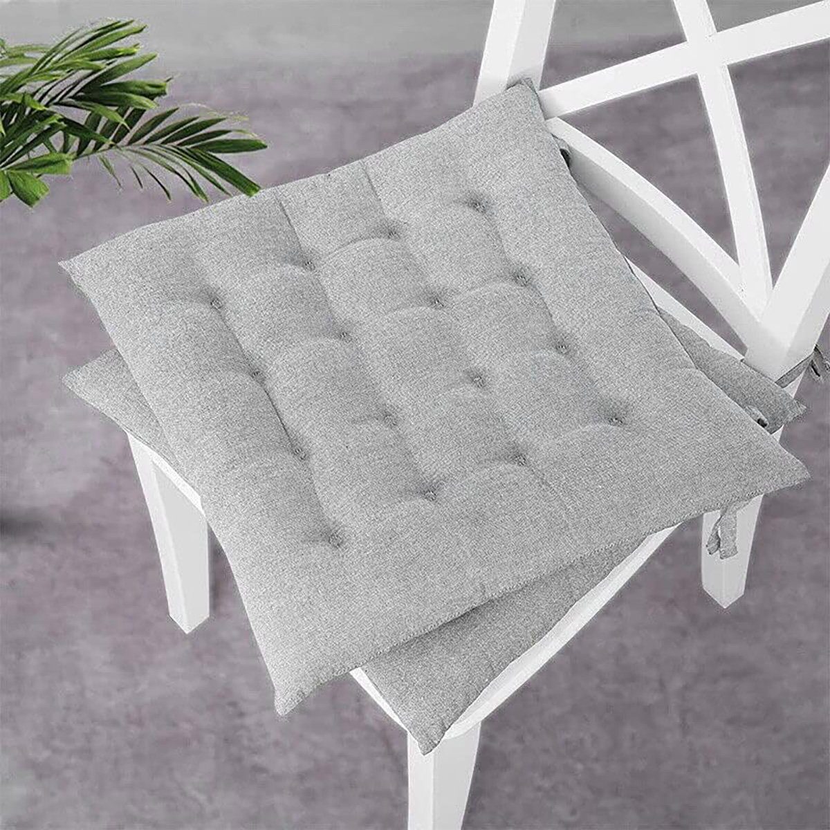 götäzer Bodenkissen 40x40cm dicke Esszimmerstuhl Sitzkissen (4PCS Grau), Mit Riemen, geeignet für Wohnzimmer, Küche, Garten, Büro.
