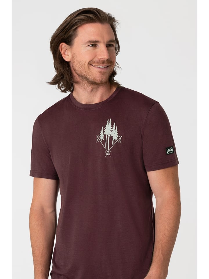 super.natural Merino T-Shirt M FREERIDE TEE in weinrot günstig kaufen S