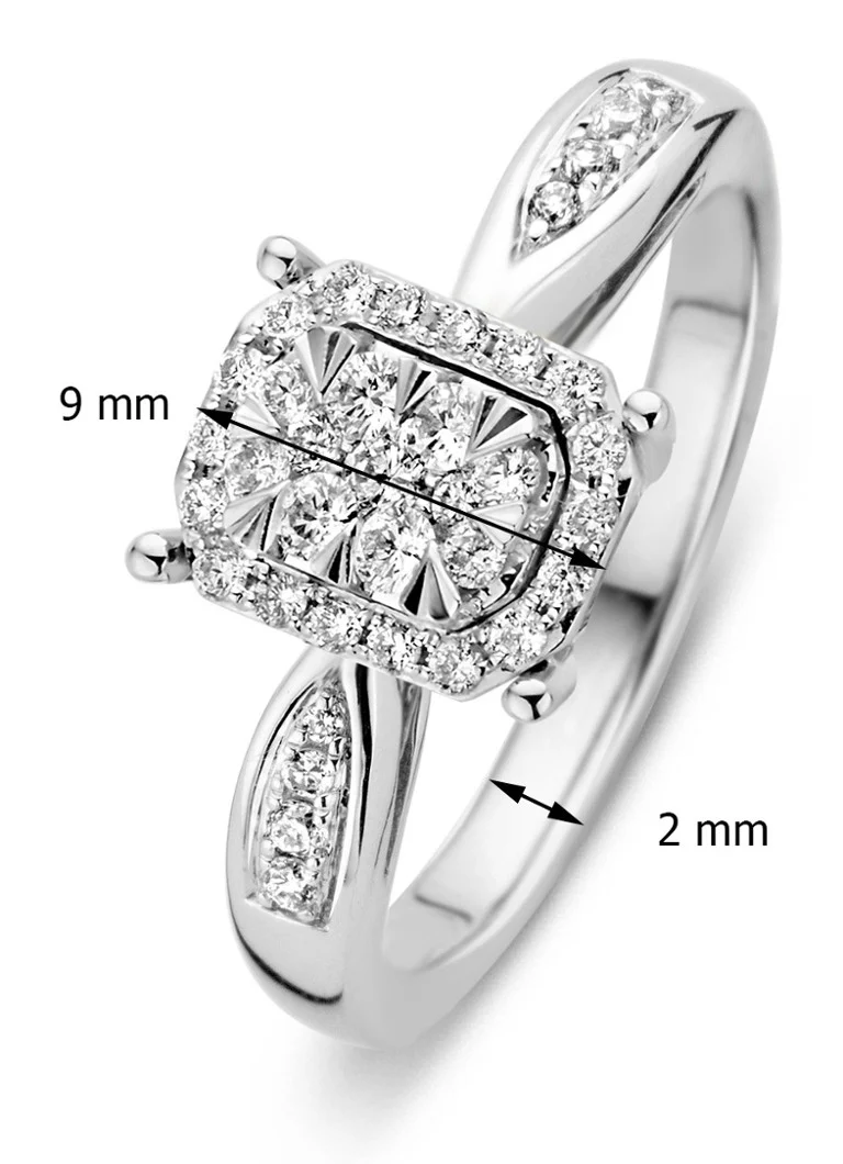 Inel cu vârf de diamant fermecat în aur alb, diamant de 0,34 ct