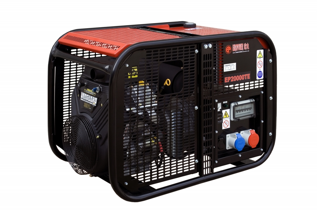 Europower 957001803 EP20000TE standardgenerator benzinmotor 20 KVA elektrisk start 230/230/400 Volt, trefaset strøm