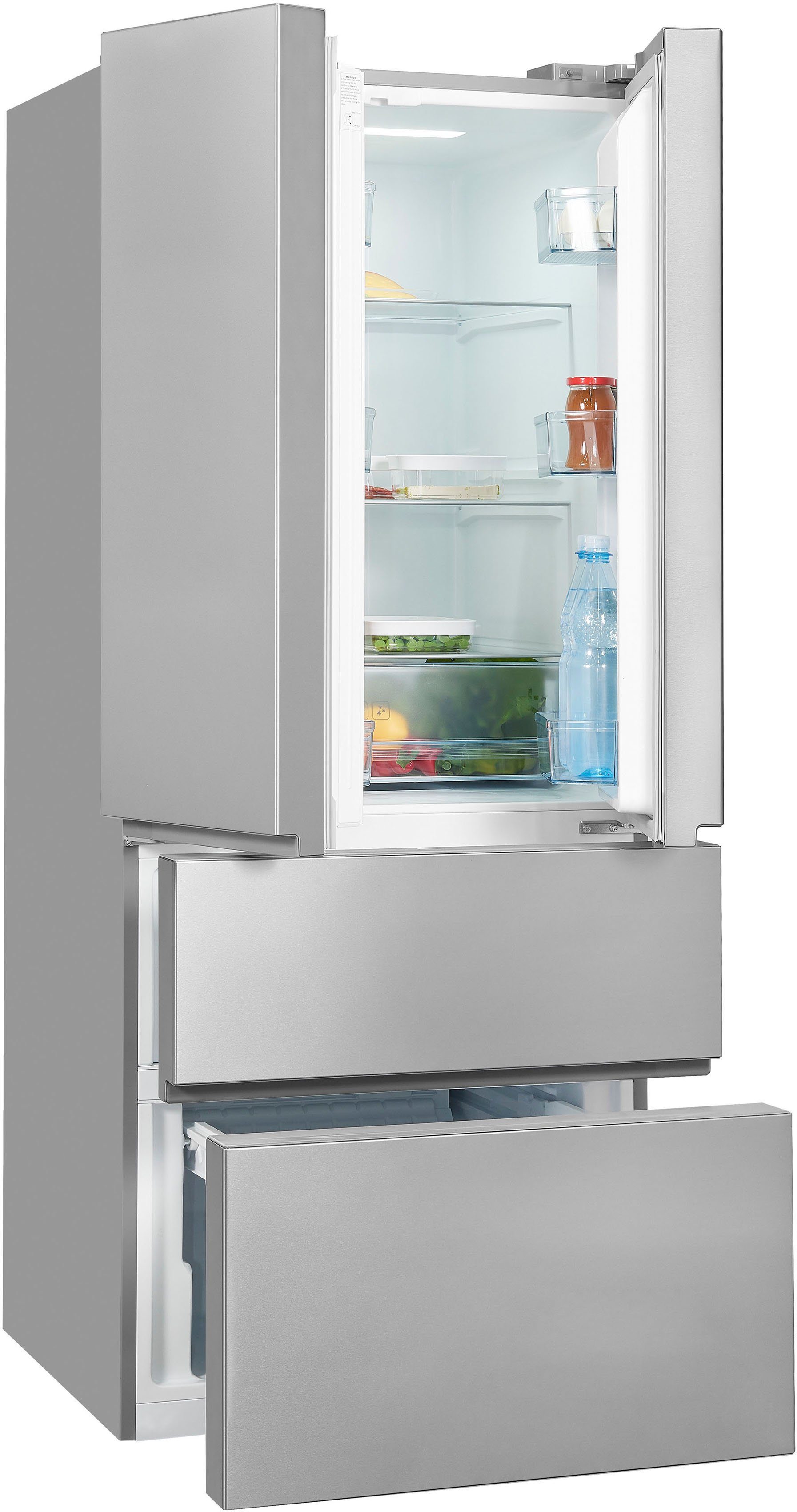 exquisit French Door FD430-140-030E inoxlook, 181 cm hoch, 71,3 cm breit