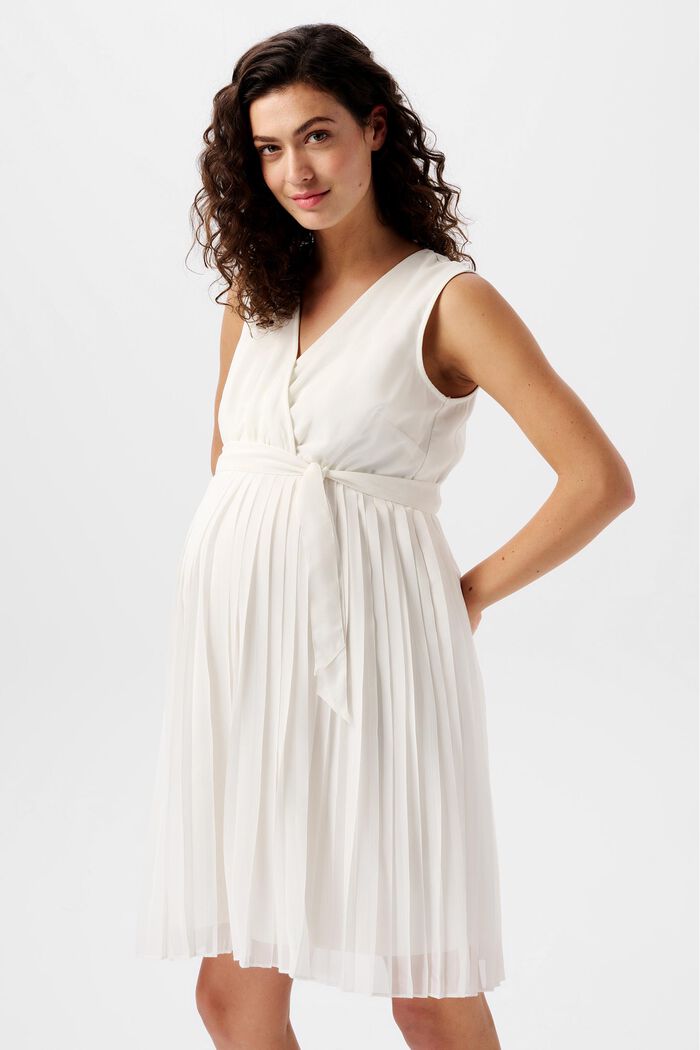 Plissiertes Jerseykleid mit Bindegürtel