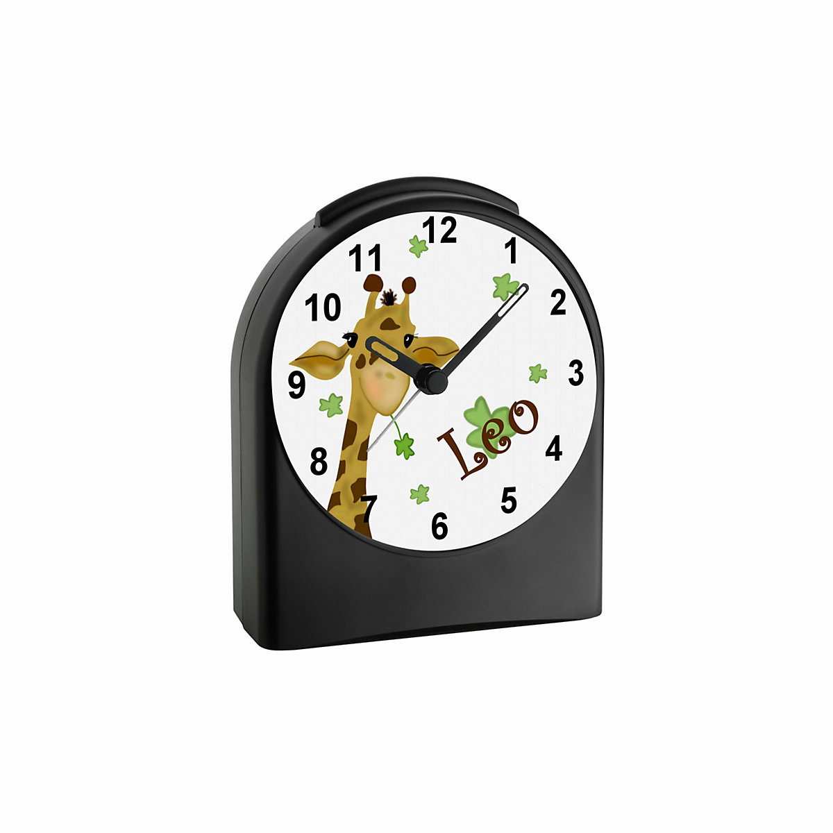 Kinder Funkwecker personalisiert mit Namen Giraffe Atom-/Funkuhr, 12-Stunden-Anzeigeformat, Schlummerfunktion, Nachtlicht, Geräuschlos/Ohne Ticken