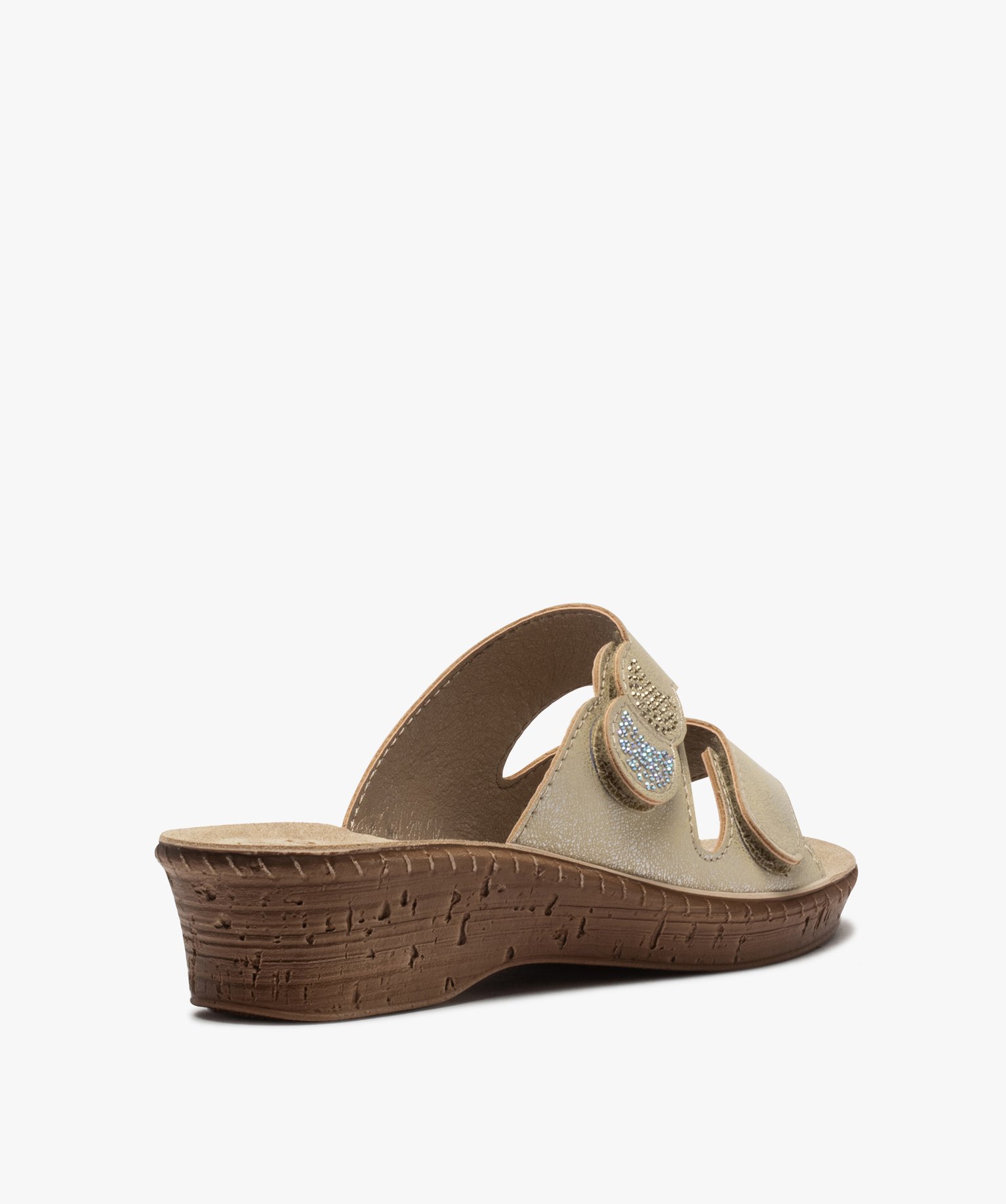 Mules femme confort à bout ouvert et brides scratch beige | GEMO