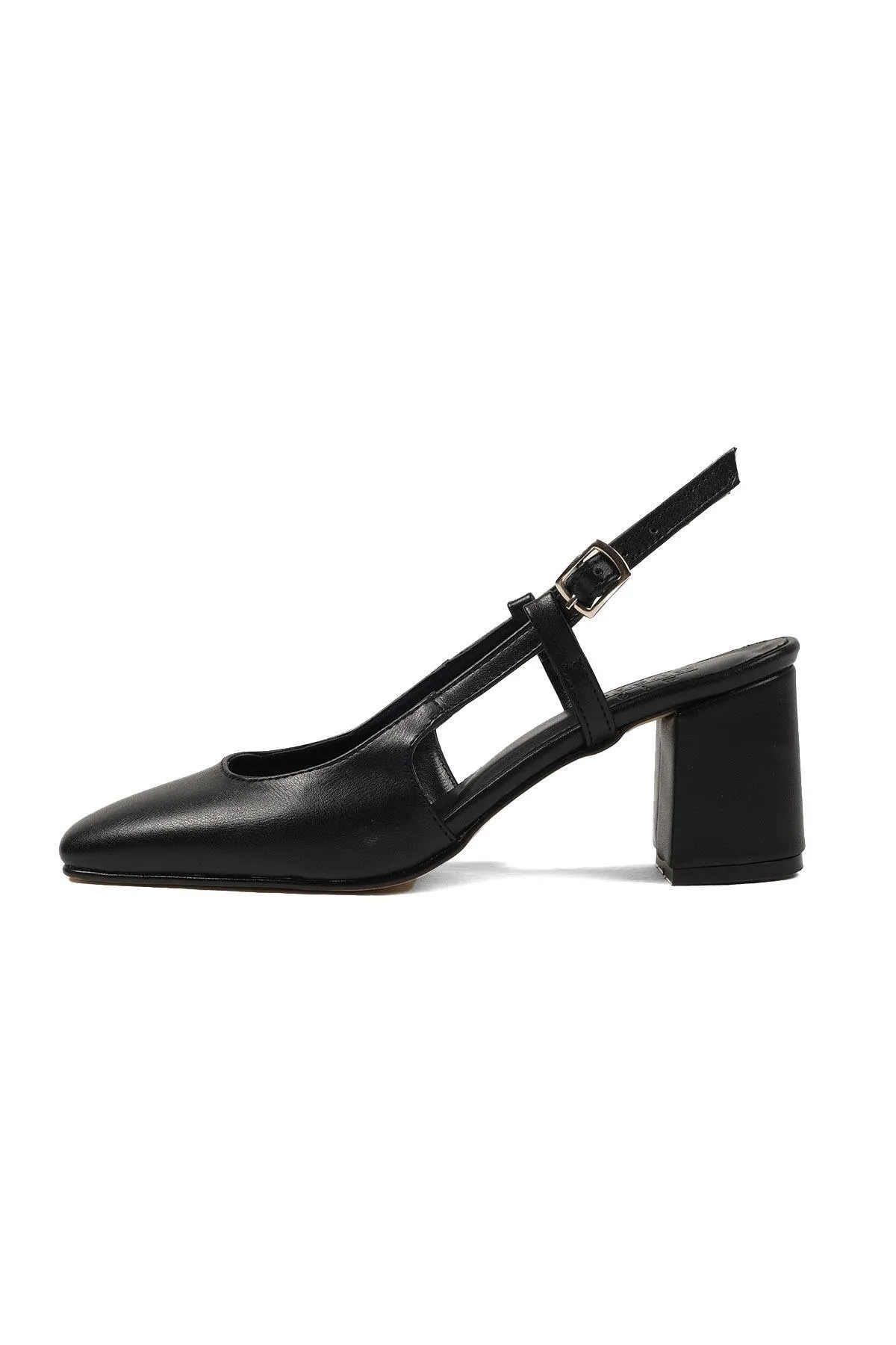 Mio Gusto  Belinda Damen-Schuhe mit Absatz, offener Rücken, stumpfe Zehenpartie, Schwarz