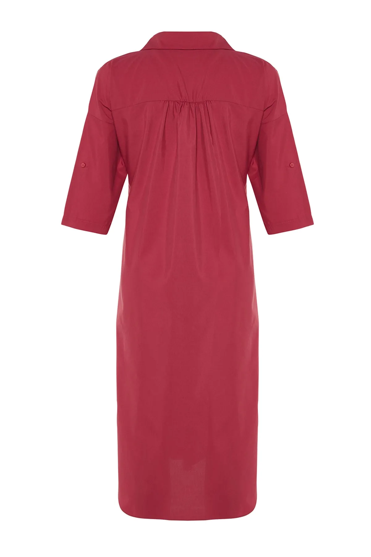 Trendyol Collection  Pflaumenfarbenes Midi-Strandkleid mit gewebtem Schlitz TBESS21EL3847