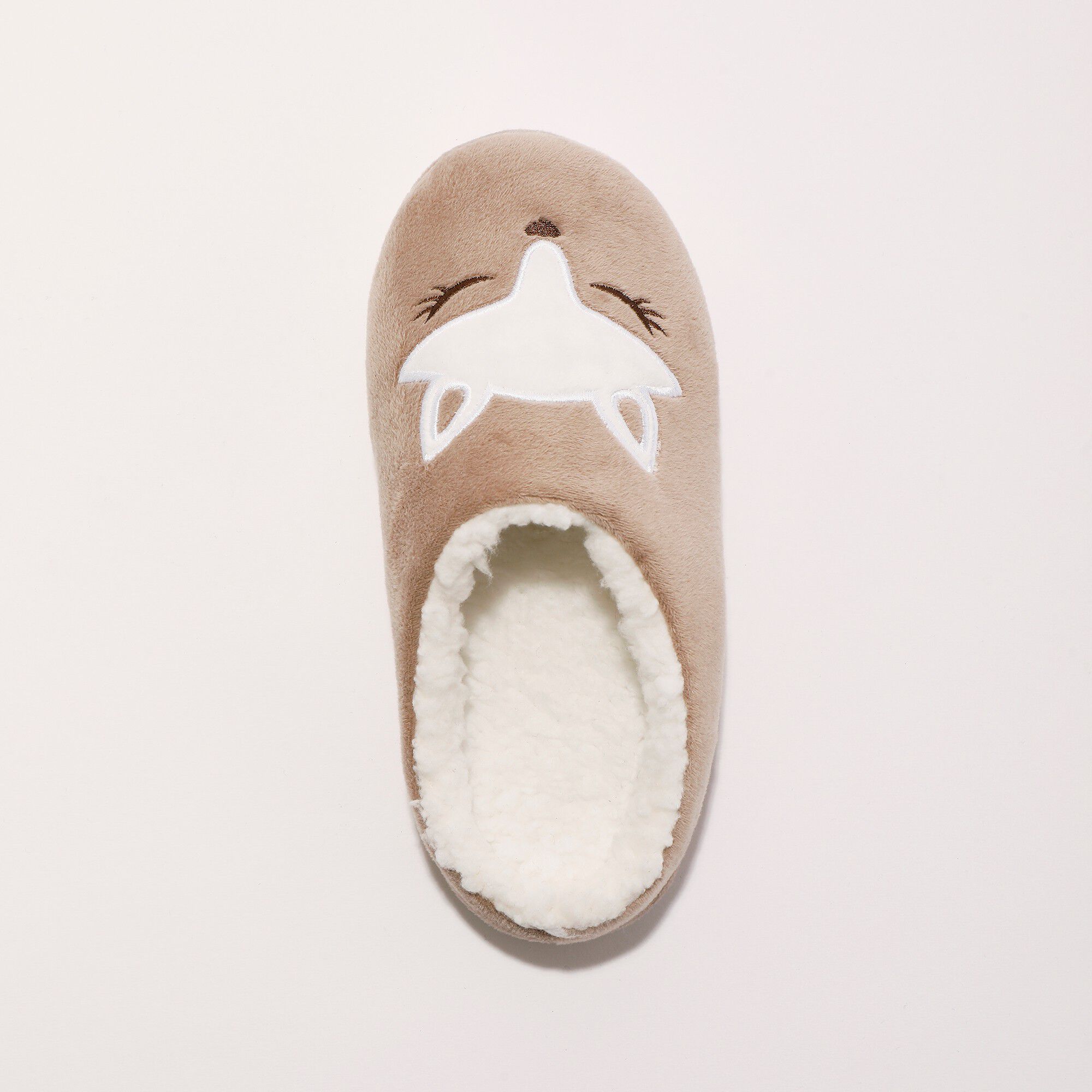 Chaussons mules polaire brodés tête de renard