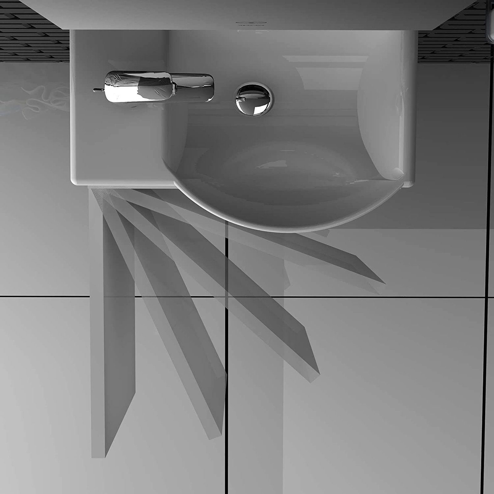 Alpenberger Badmöbel-Set Keramikbecken & Unterschrank - Design Waschplatz in Weiß, (Komplett-Set 2-tlg. Vormontiert, 2-St., Keramikbecken mit Unterschrank), Bad Waschtisch Hochglanz Lack - prima Gäste-WC Lösung mit Softclose