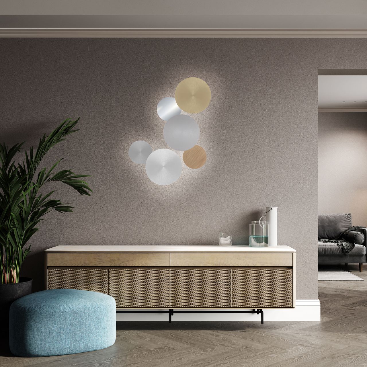 Paul Neuhaus LED Wandleuchte AKKU PUNTUA, Akkubetrieb, Klettverschluss, aluminium