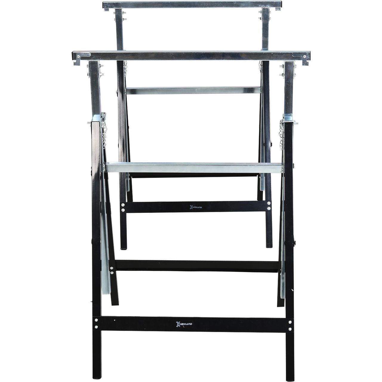 DURHAND Sägebock, Arbeitsbock, Hohenverstellbar, Faltbar, Metall, Schwarz, 68 x 56 x 80-130 cm, Belastbarkeit 200kg