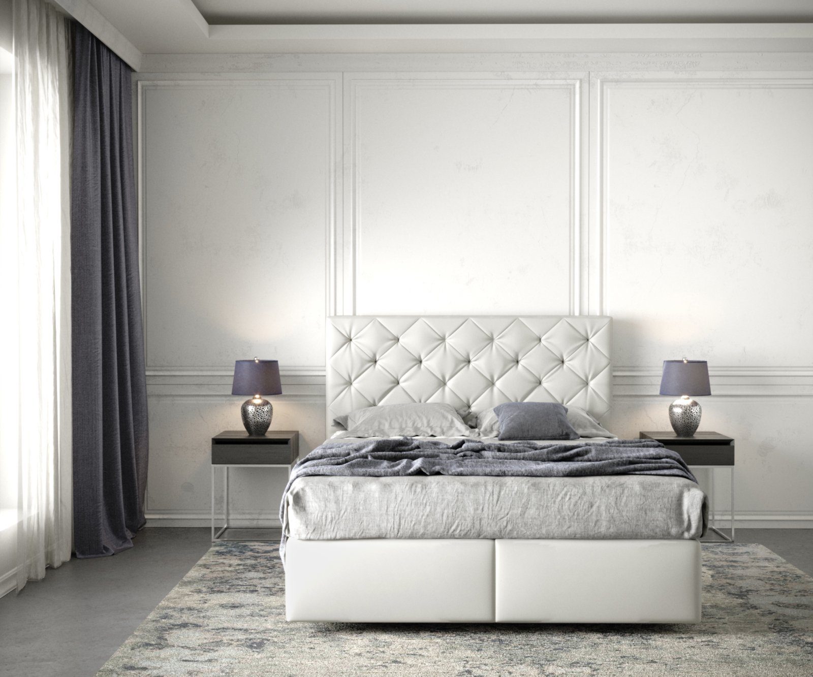DELIFE Boxspringbett Dream-Great, Kunstleder Weiß 140x200 cm mit Matratze und Topper
