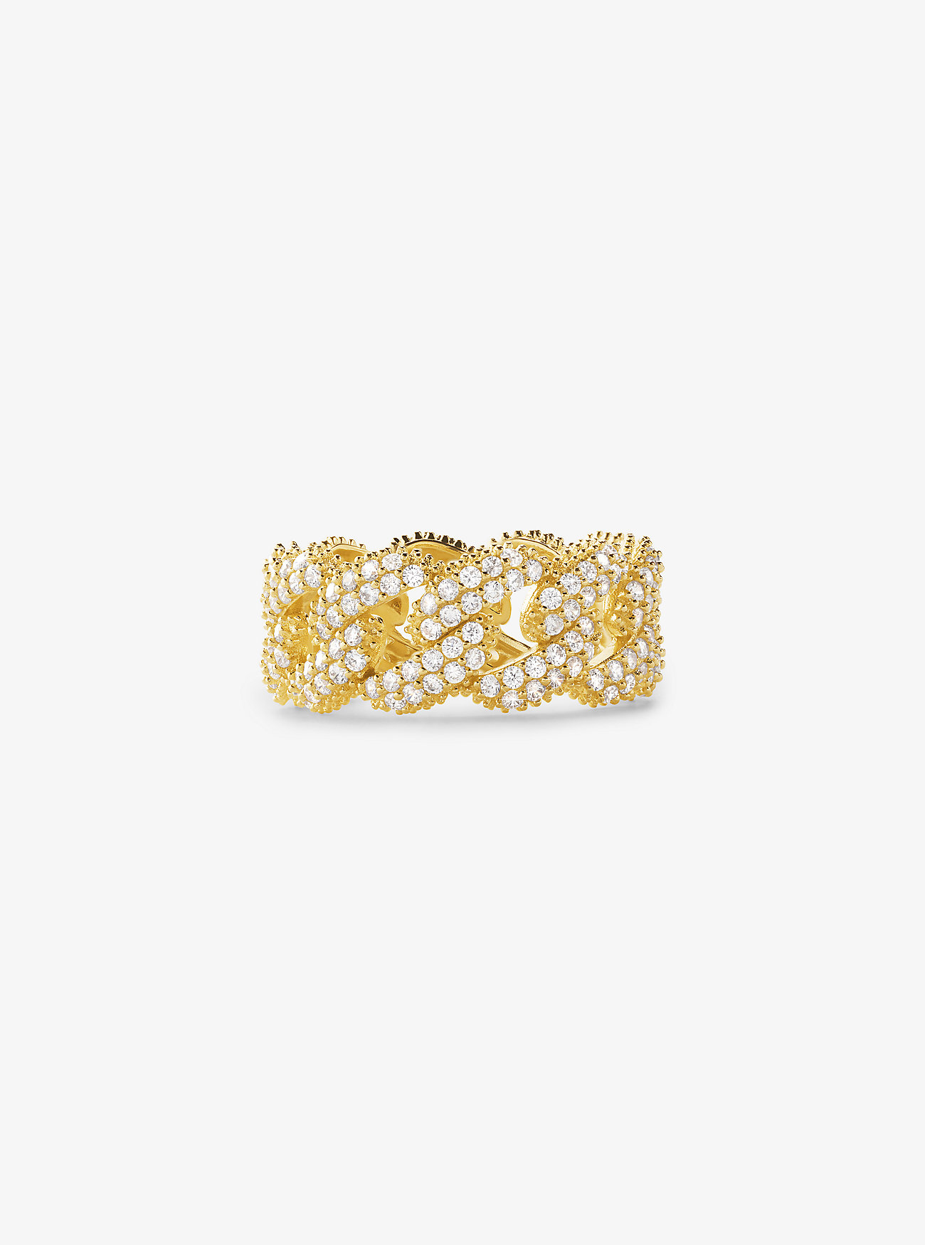 Anello a maglia barbazzale in argento sterling placcato metallo prezioso con pavé - ORO