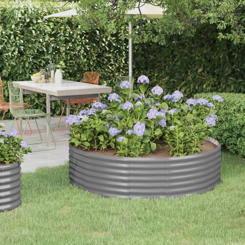 vidaXL Hochbeet Hochbeet Pulverbeschichteter Stahl 140x140x36 cm Grau (1 St)
