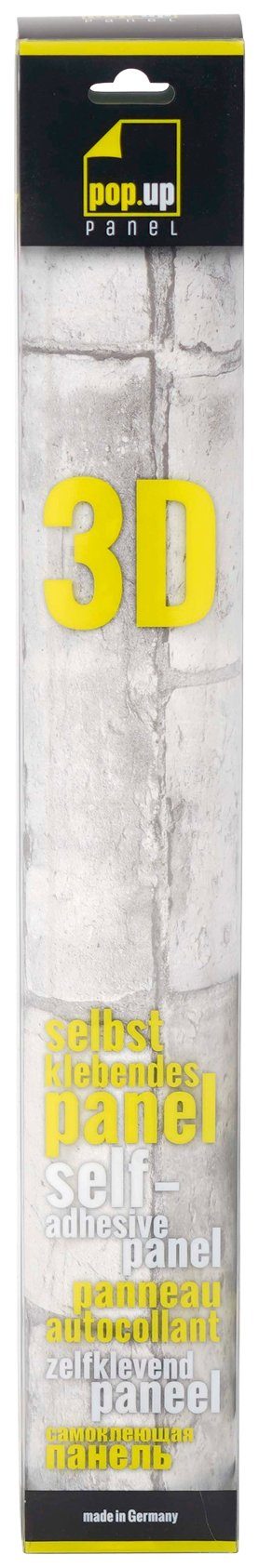 living walls Vinyltapete Pop Up Panel 3D, strukturiert, Steinoptik, Steinwand Tapete Selbstklebend Stein Weiß Grau Panel 2,50 m x 0,52 m