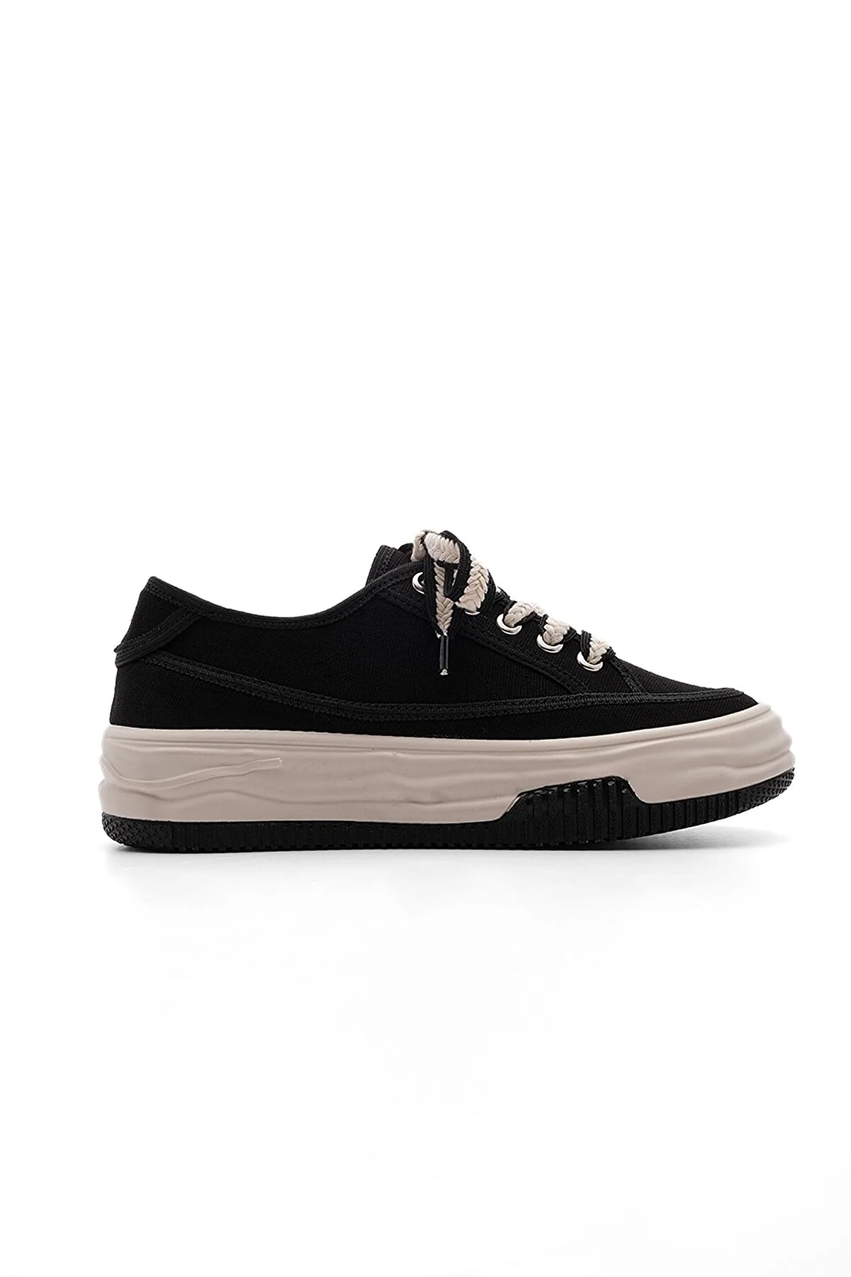 Marjin  Damen Sneaker Hohe Sohle Schnürschuh Stoff Sportschuhe Kotnel schwarz