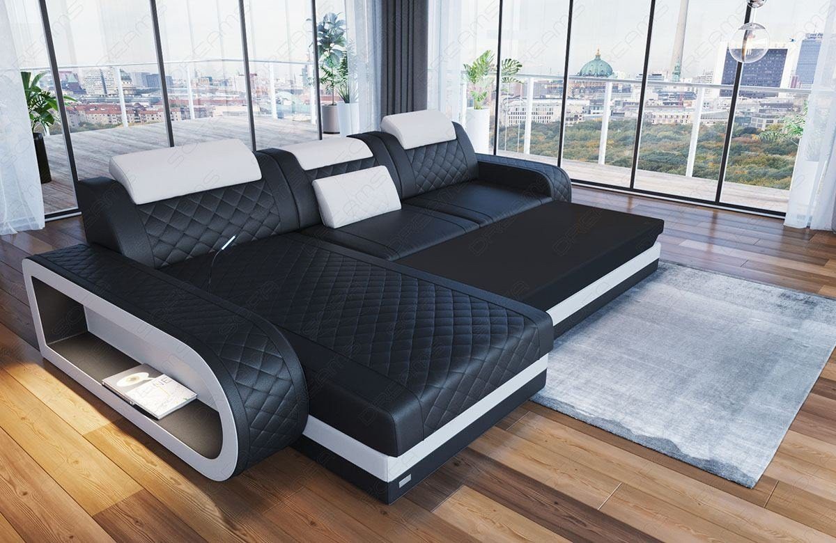 Sofa Dreams Ecksofa Stoffsofa Polstercouch Berlin L Form Stoff Sofa Couch, mit LED, wahlweise mit Bettfunktion als Schlafsofa, Designersofa