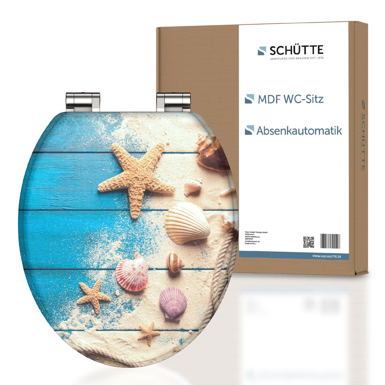 Schütte MDF WC Sitz BEACH AND WOOD, Toilettendeckel mit Absenkautomatik Holzkern