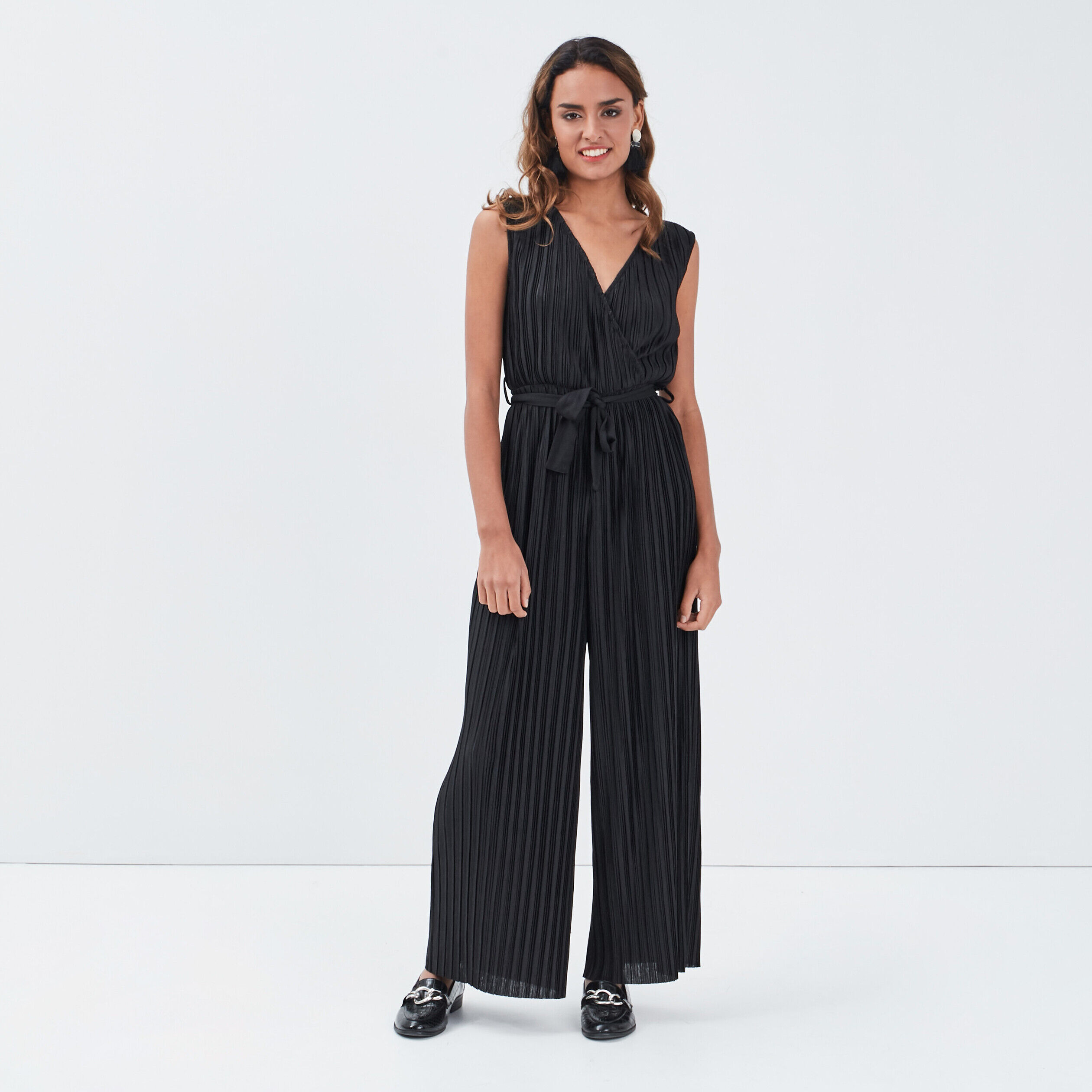 Combinaison pantalon plissée noir femme | Cache Cache