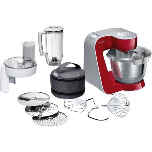 Bosch Küchenmaschine Creationline MUM58720 1000 W 3,9 l Edelstahl, Kunststoff Rot, Silber