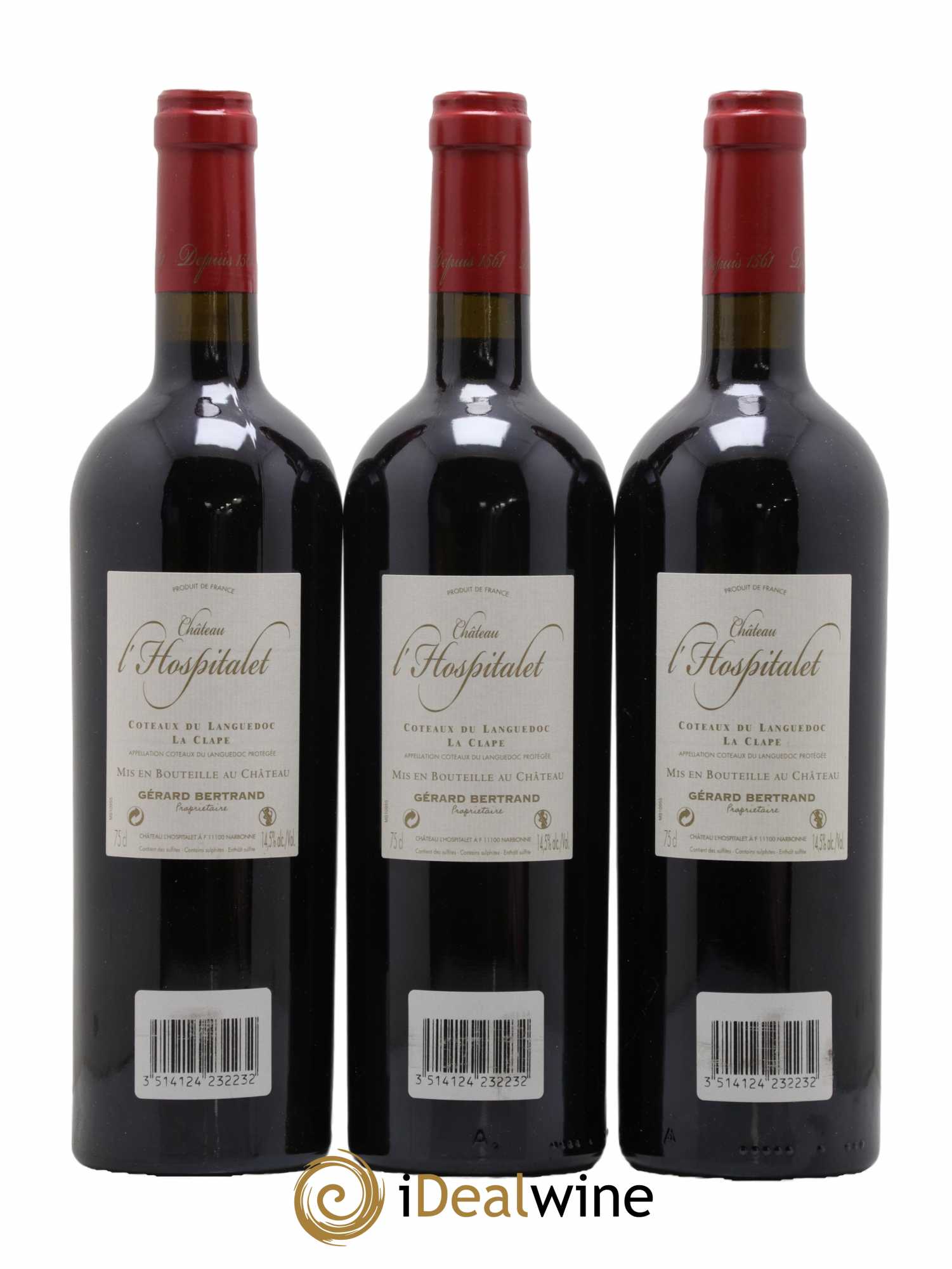 Coteaux du Languedoc La Clape Château L'Hospitalet Gerard Bertrand  2009 - Lot de 6 Bouteilles