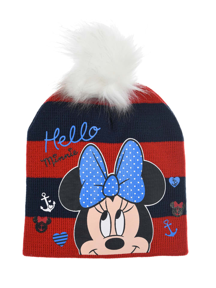 Disney Minnie Mouse Wintermütze mit Bommel in Rot günstig kaufen