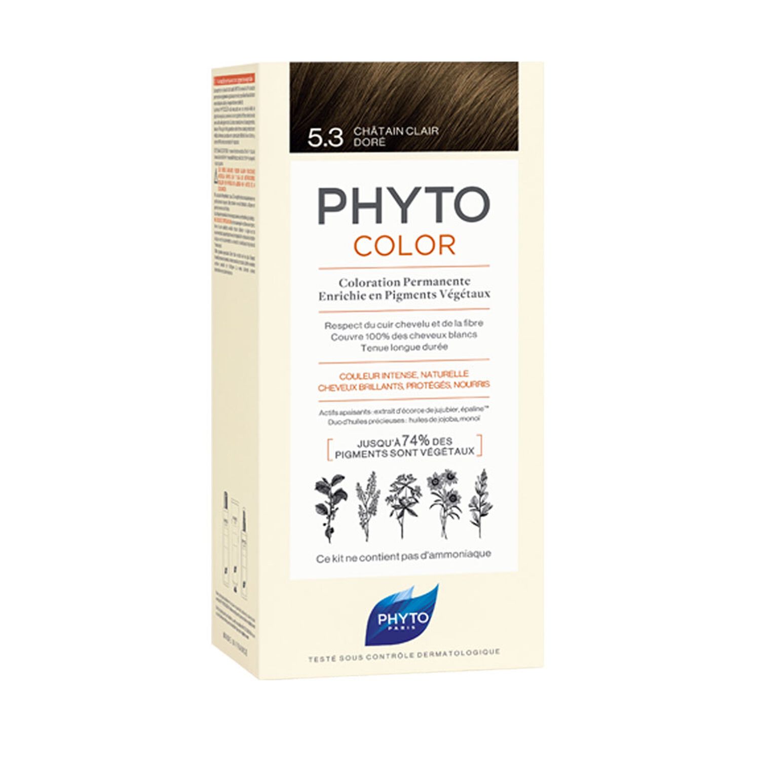 Phyto Phytocolor Coloration Permanente 5.3 Châtain Clair Doré - Cheveux Colorés Ou Blancs