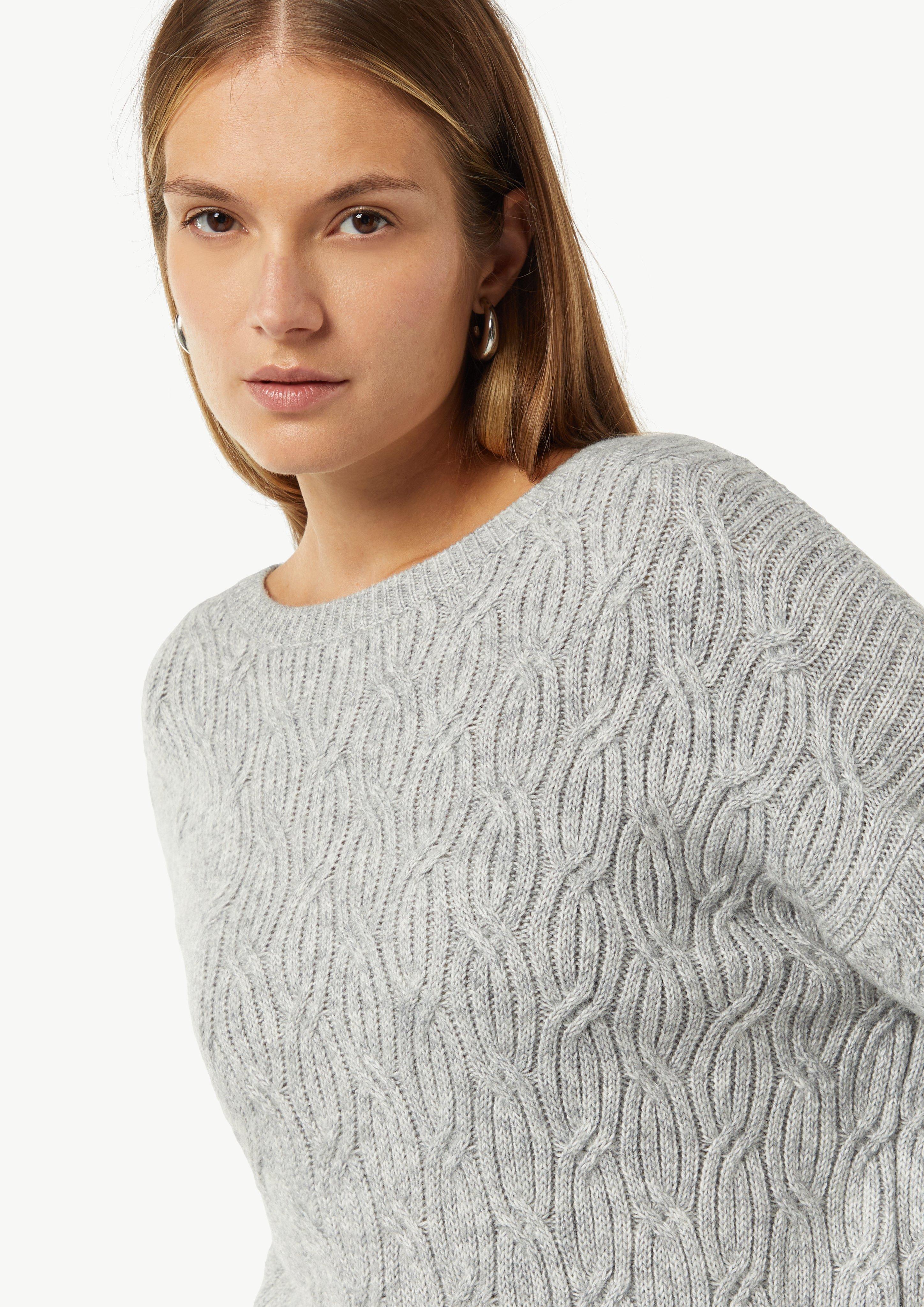 Strickpullover mit Zopfmuster - graphit