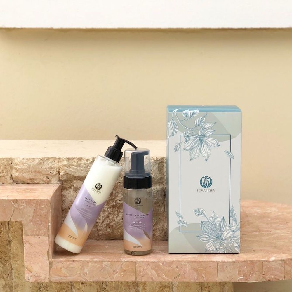 terra ipsum Coffret Apaisant  Lait Corps & Mousse Nettoyante Lait pour le corps + Nettoyant visage