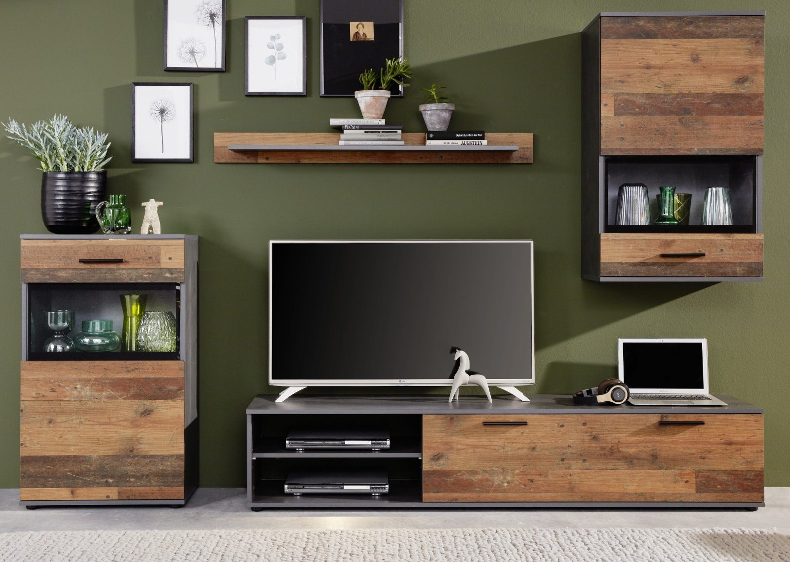 trendteam Wohnwand Mango, (Set 4-teilig, ca. 246 x 190 cm), Used Wood Design