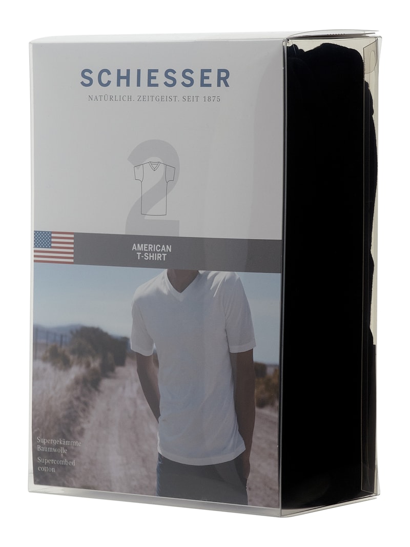 American T-Shirt im 2er-Pack in schwarz