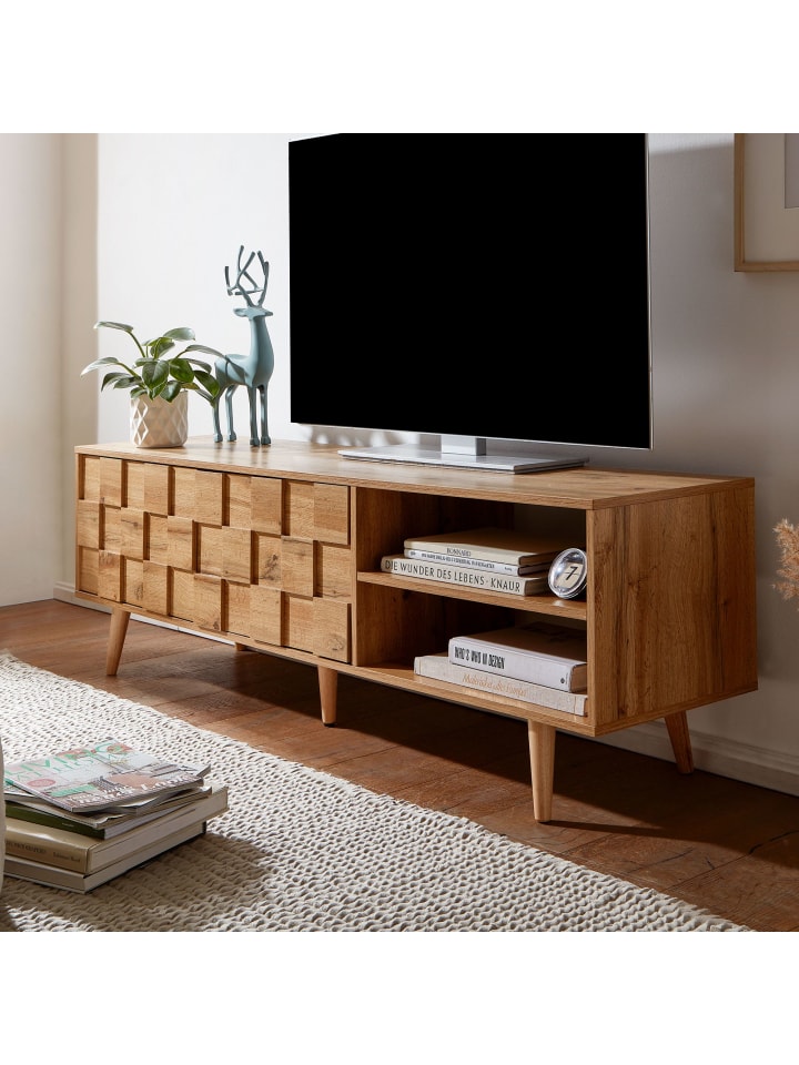 KADIMA DESIGN Eichen-Dekor Lowboard, TV-Unterschrank, Aufbewahrung, bis 70-Zoll TV günstig kaufen onesize
