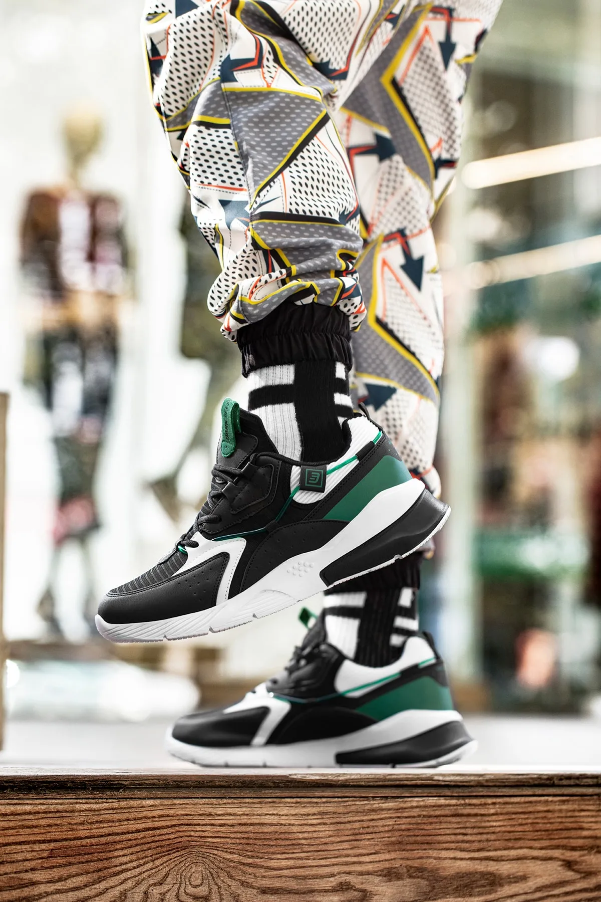 DARK SEER  Schwarz-weiß-grüner Unisex-Sneaker