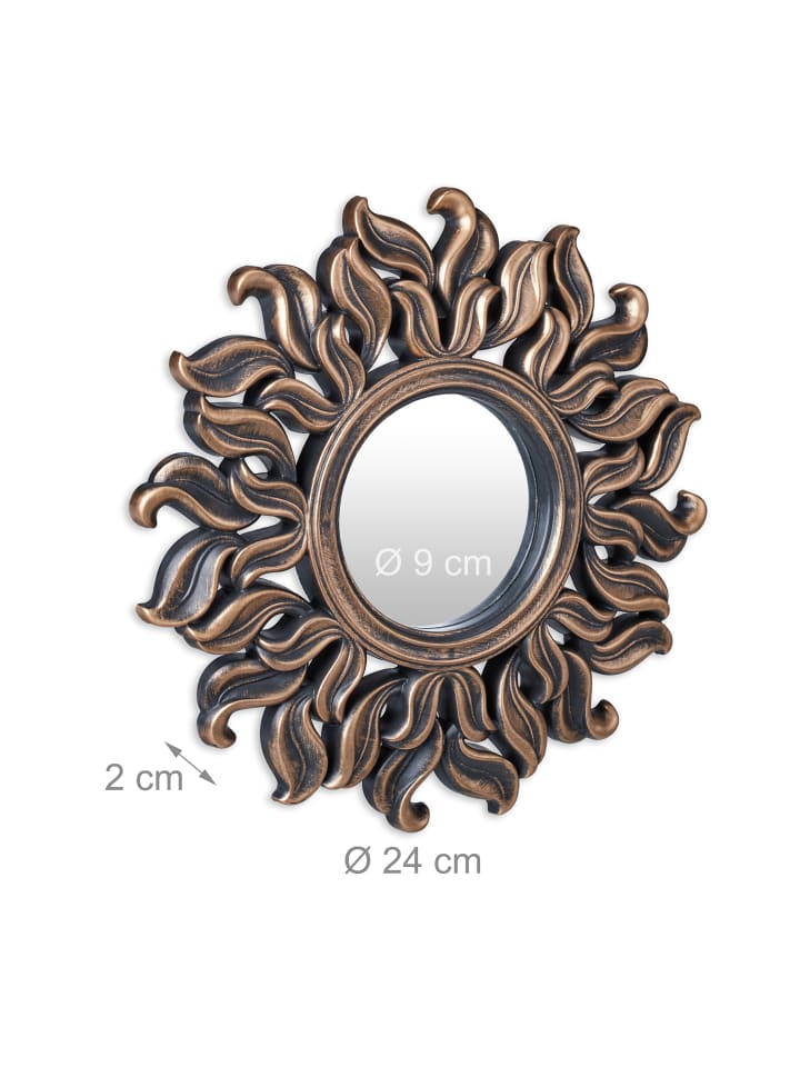 relaxdays 3 x Spiegel in Bronze - Ø 25 cm günstig kaufen onesize