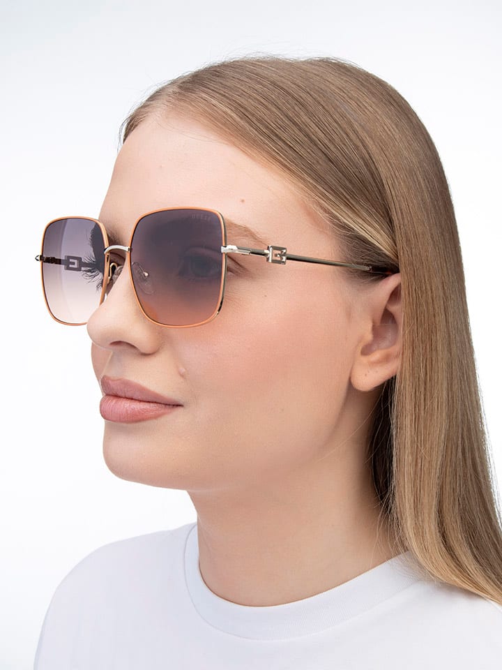 Guess Damen-Sonnenbrille in Orange-Silber/ Lila günstig kaufen 58