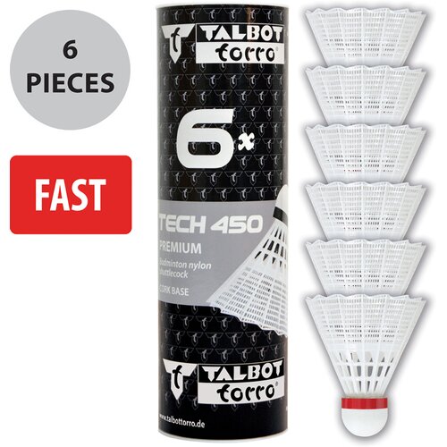 TALBOT-TORRO BADMINTONBALL TECH 450, PREMIUM NYLONFEDERBALL, 6ER DOSE