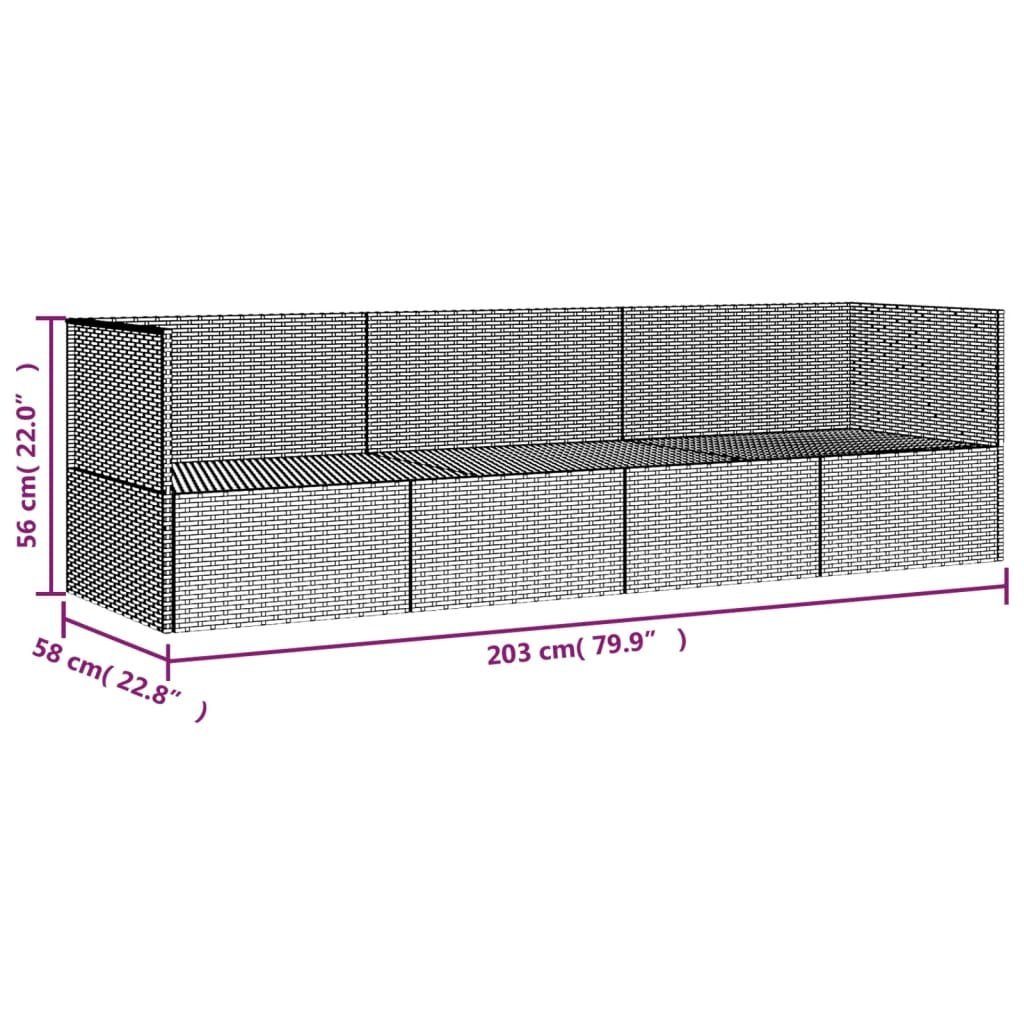vidaXL Gartenliege Outdoor-Loungebett mit Kissen Schwarz Poly Rattan, 1 St.